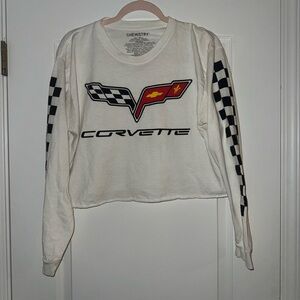 Chemistry White Cropped Long Sleeve Cotton Tee
